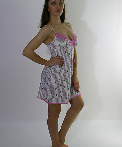 Сорочка Elli Dolli (XS, Бело-Розовый в полоску)