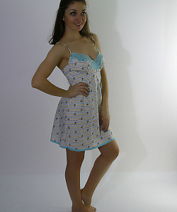 Сорочка Elli Dolli (М, Бело-Голубой в полоску)