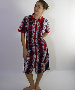 Халат Alfa (52, Красно-Серый)