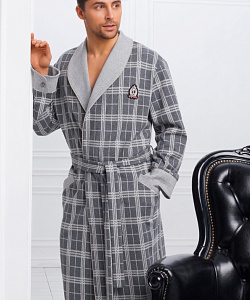 Халат муж. Laete (XL, Серо-Белый)